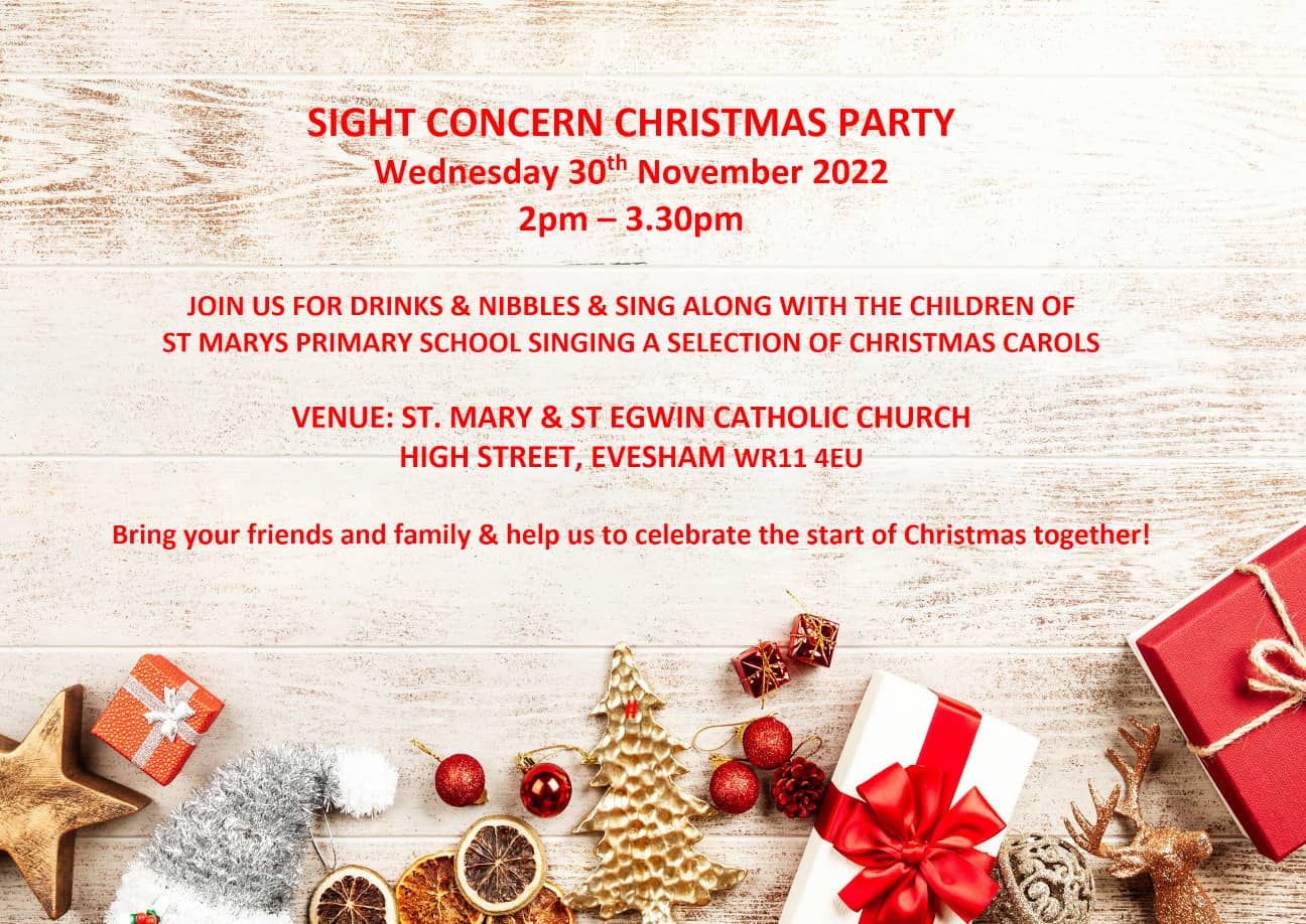Sight Concern Christmas Party invite, November 30th 
